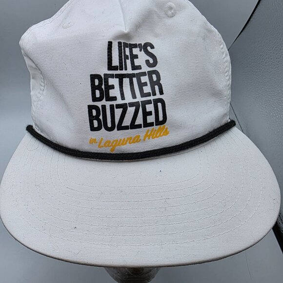 Lifes Better Buzzed Mens Snapback Hat White Logo Adjustable Richardson Outdoor - Picture 10 of 10